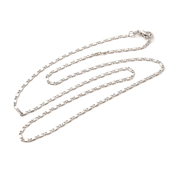 1.5mm Rack Plating Brass Oval Link Chain Necklaces for Women Men, Cadmium Free & Lead Free, 901 Stainless Steel Clasp, Long-Lasting Plated, Platinum, 19.69 inch(50cm)