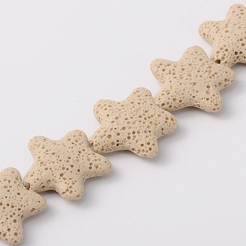 Natural Lava Rock Beads Strands, Starfish/Sea Stars, Dyed, Beige, 24~25x7~8mm, Hole: 1mm, about 18pcs/strand, 15 inch