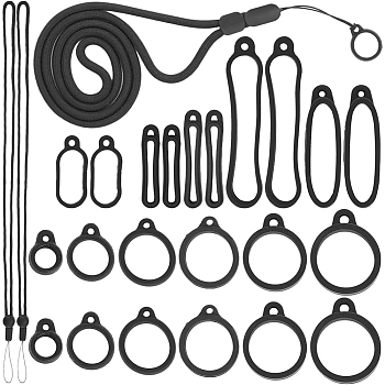 DIY Electronic Stylus & Lighter Silicone Holder Neck Lanyard Making Kit, Black, 16~460x12~5.5x6~9mm, Hole: 2.5~4mm, Inner Diameter: 8~55mm