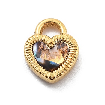 304 Stainless Steel Shell Pendant, PVD Vacuum Plating, Heart, Real 18K Gold Plated, 18x14x4mm, Hole: 5x4mm