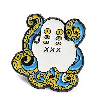Octopus Enamel Pins, Alloy Badge for Backpack Clothes, White, 24x23.5x1mm