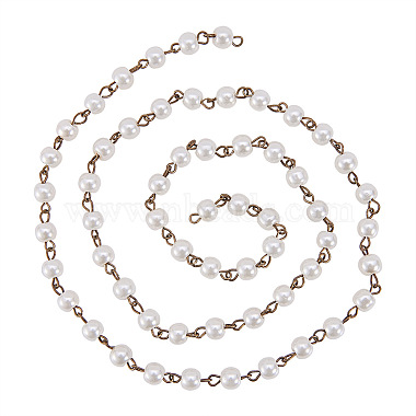 Chaînes en perles de verre rondes manuelles pour fabrication de bracelets et colliers(X-AJEW-JB00035-02)-3