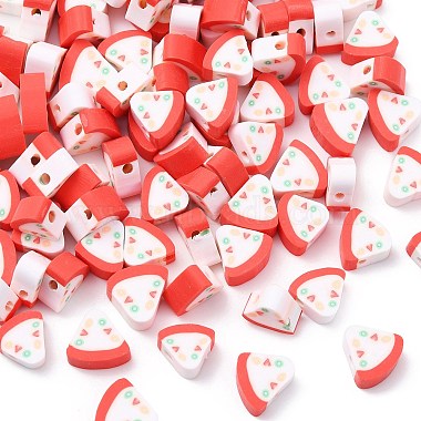 Red Triangle Polymer Clay Beads