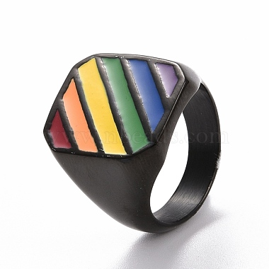 Pride Style Titanium Steel Finger Rings(RJEW-F119-05EB)-3