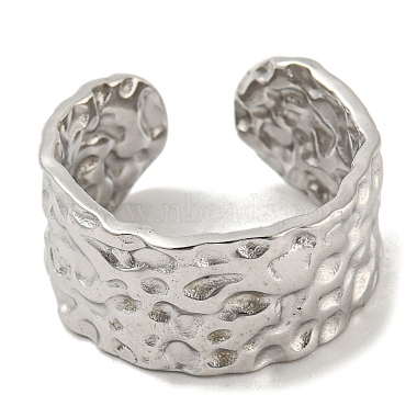 304 Stainless Steel Textured Open Cuff Ring(RJEW-C067-05P)-2