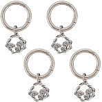 4Pcs Mushroom Alloy Shoe Charms, with Zinc Alloy Spring Gate Rings, Antique Silver, 50mm(HJEW-CP00019)