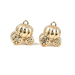 Brass Micro Pave Cubic Zirconia Pendants, Pumpkin Carriage Charms, Real 18K Gold Plated, 12x11x8mm, Hole: 1.2mm(KK-L260-17G)