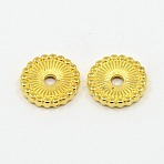 Tibetan Style Spacer Beads, Cadmium Free & Nickel Free & Lead Free, Flat Round, Golden, 12x2mm, Hole: 2mm(TIBE-47916-G-FF)