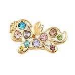 304 Stainless Steel Enamel with Rhinestone Pendants, PVD Vacuum Plating, Real 18K Gold Plated, Unicorn, 30.5x48x5.5mm, Hole: 1.8mm(STAS-Z186-11G-01)