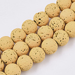 Spray Painted Natural Lava Rock Beads Strands, Round, Orange, 10~11mm, Hole: 1.4mm, about 37~39pcs/Strand, 14.96 inch(38cm)(G-N0324-D-07)