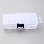 (Defective Closeout Sale: Slightly Scratched), Plastic Containers, 8 Compartments, Adjustable Dividers Boxes, Rectangle, Clear, 15.3x7x2.6cm(CON-XCP0001-08)