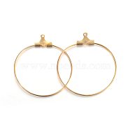 304 Stainless Steel Pendants, Hoop Earring Findings, Ring, Golden, 34x31x1.5mm, Hole: 1mm, Inner Size: 29x30mm, Pin: 0.7mm(X-STAS-F191-09G-C)