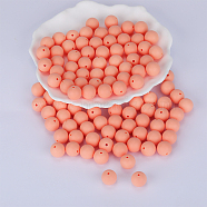 Round Silicone Focal Beads, Chewing Beads For Teethers, DIY Nursing Necklaces Making, Light Salmon, 15mm, Hole: 2mm(SI-JX0046A-58)