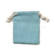 Rectangle Cloth Packing Pouches, Drawstring Bags, Sky Blue, 8.6x7x0.5cm(ABAG-A008-01A-03)