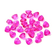 Romantic Valentines Ideas Glass Charms, Faceted Heart Pendants, Magenta, 14x14x8mm, Hole: 1mm(X-G030V14mm-37)