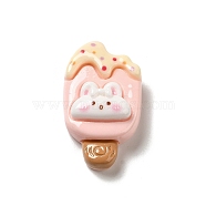 Opaque Resin Imitation Food Decoden Cabochons, Ice Cream with Rabbit, Pink, 29.5x17x9.5mm(CRES-H001-02B)