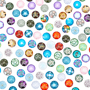 Glass Cabochons, Flat Round, Mixed Color, 12x4mm, 112pcs/bag(GLAA-WH0025-28)