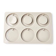 Silicone Pendant Molds, Resin Casting Moulds, Jewelry Making DIY Tool For UV Resin, Epoxy Resin Jewelry Making, Ring, Beige, 20.4x13.8x1cm, Hole: 4.5mm, Inner: 5.9cm(DIY-WH0072-09)