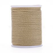 Round Waxed Polyester Cord, Taiwan Waxed Cord, Twisted Cord, Tan, 1mm, about 12.02 yards(11m)/roll(X-YC-G006-01-1.0mm-20)