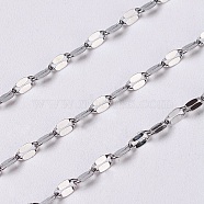 304 Stainless Steel Cable Chains, Dapped Chains, Decorative Chains, Soldered, with Flat Oval Connector, Stainless Steel Color, 4x2x0.09mm(CHS-K001-89)