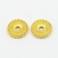 Tibetan Style Spacer Beads, Cadmium Free & Nickel Free & Lead Free, Flat Round, Golden, 12x2mm, Hole: 2mm(TIBE-47916-G-FF)