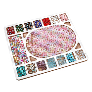 Wooden Bead Design Boards, DIY Beading Jewelry Organizer Making Tray, with Graduated Measurements, Rectangle, Tan, 38.1x33.1x1.2cm(WOOD-WH0042-26C)