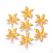 Brass Enamel Peg Bails Pendants, For Half Drilled Beads, Nickel Free, Flower, Real 18K Gold Plated, Gold, 23x24x6mm, Hole: 2mm, Pin: 1mm(KK-F803-26G-03-NF)