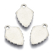 201 Stainless Steel Charms, Laser Cut, Stamping Blank Tag, Leaf, Stainless Steel Color, 14x9.5x0.8mm, Hole: 1.4mm(STAS-R116-024)