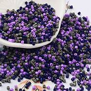 Baking Paint Glass Seed Beads, Cylinder, Indigo, 2x1.5mm, Hole: 1mm, about 5599pcs/50g(X-SEED-S042-05B-54)