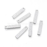 Brass Charms, Long-Lasting Plated, Textured, Rectangle, Platinum, 15x3x1mm, Hole: 1mm(KK-G397-03P)