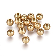 Alloy Spacer Beads, Lead Free & Nickel Free & Cadmium Free, Round, Matte Gold Color, 6x5mm, Hole: 2mm(TIBEB-A004-025MG-NR)