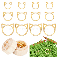 60Pcs 3 Styles Alloy Pendants, Hollow, Cat Head Charm, 1Pc Wooden Stitch Marker Storage Boxes, Golden, 12~20.5x12.5~21x1.5mm, 20pcs/style(FIND-GA0003-33G)
