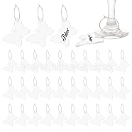 DIY Blank Wine Glass Charm Making Kit, Including Acrylic Pendant, Iron Hoop Earrings, Wine Glass Charm Rings, Butterfly, 80Pcs/box, 42.5x54.5x2mm, Hole: 3mm(DIY-FG0004-59C)