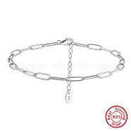 925 Sterling Silver Cable Chain Anklet, Real Platinum Plated, 8-5/8 inch(21.8cm)(AJEW-Z029-20P)