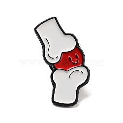 Body Alloy Enamel Pins Brooches, White, Knee Joint with Red Love Heart, 30x20mm(JEWB-U008-03B)