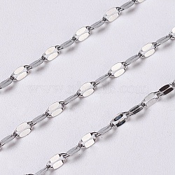 Tarnish Resistant 304 Stainless Steel Cable Chains, Dapped Chains, Decorative Chains, Soldered, with Flat Oval Connector, Stainless Steel Color, 4x2x0.09mm(CHS-K001-89)