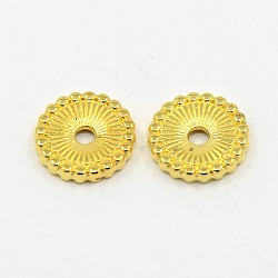 Tibetan Style Spacer Beads, Cadmium Free & Nickel Free & Lead Free, Flat Round, Golden, 12x2mm, Hole: 2mm(TIBE-47916-G-FF)