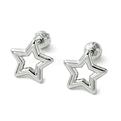 Non-Tarnish 304 Stainless Steel Ear Studs, Star, Stainless Steel Color, 12x12.5mm(EJEW-Q801-06P)