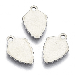 Non-Tarnish 201 Stainless Steel Charms, Laser Cut, Stamping Blank Tag, Leaf, Stainless Steel Color, 14x9.5x0.8mm, Hole: 1.4mm(STAS-R116-024)