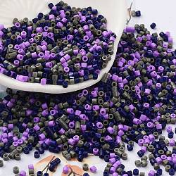 Baking Paint Glass Seed Beads, Cylinder, Indigo, 2x1.5mm, Hole: 1mm, about 5599pcs/50g(X-SEED-S042-05B-54)