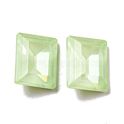 Glass Rhinestone Cabochons, Point Back & Back Plated, Faceted, Rectangle, Chrysolite, 10x8x5mm(RGLA-G021-01C-238DE)