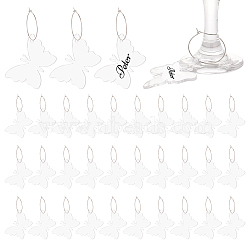 DIY Blank Wine Glass Charm Making Kit, Including Acrylic Pendant, Iron Hoop Earrings, Wine Glass Charm Rings, Butterfly, 80Pcs/box, 42.5x54.5x2mm, Hole: 3mm(DIY-FG0004-59C)