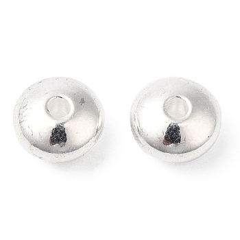 Brass Beads, Cadmium Free & Lead Free, Rondelle, Long-Lasting Plated, Silver, 7x4mm, Hole: 1.8mm