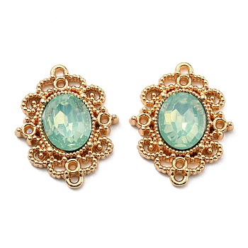 Golden Plated Alloy Oval Connector Charms, with Plastic Imitation Opalite, Turquoise, 21.5x17.5x4mm, Hole: 1mm