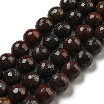 Natural Brecciated Jasper Beads Strands, (128 Facets)Faceted, Round, Grade A, Round, 10mm, Hole: 1.2mm, about 37pcs/strand, 14.96 inch(38cm)