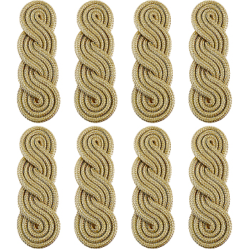 8Pcs Polyester Epaulettes, for Clothes Accessories, Gold, 85~90x26.5~28x8mm