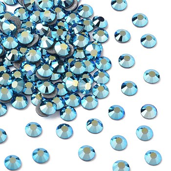 Preciosa&reg Crystal Hotfix Flatback Stones, Czech Crystal, Round(438 11 612 Chaton Rose VIVA 12 &reg), 60310 200 Capri Blue AB, SS16(3.8~4mm)