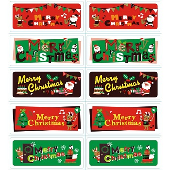 Sealing Stickers, Label Paster Picture Stickers, Christmas Theme, Mixed Color, 60x25mm, 10pcs/sheet