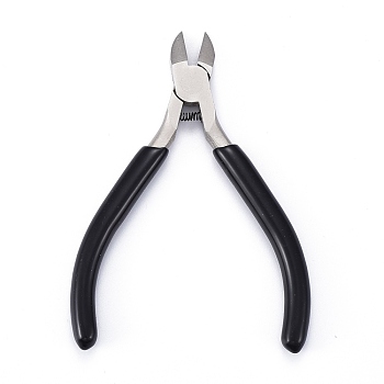 50# Carbon Steel Jewelry Pliers, Side Cutting Pliers, Side Cutter, Ferronickel, with Plastic Handle, Black, 10.9x4.9x0.85cm