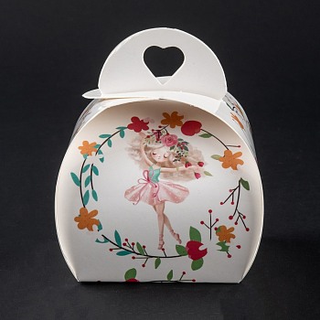 Foldable Creative Kraft Paper Box, Wedding Favor Boxes, Favour Box, Paper Gift Box, Colorful, Girl Pattern, 7.2x7x8.3cm